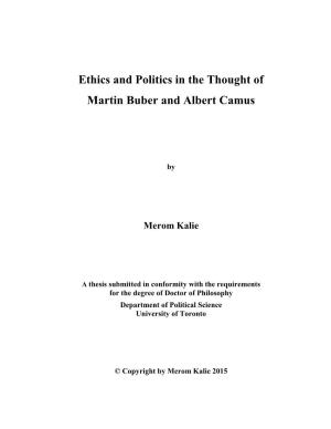Ethics and Politics in the Thought of Martin Buber and Albert Camus