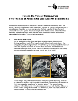 Hate in the Time of Coronavirus: Five Themes of Antisemitic Discourse on Social Media