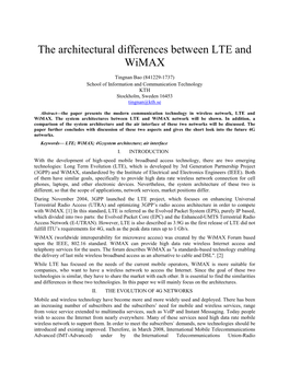 The Architectural Differences Between LTE and Wimax
