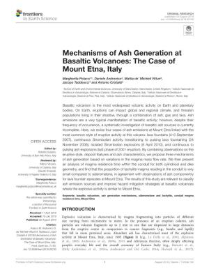 Mechanisms of Ash Generation at Basaltic Volcanoes: the Case of Mount Etna, Italy