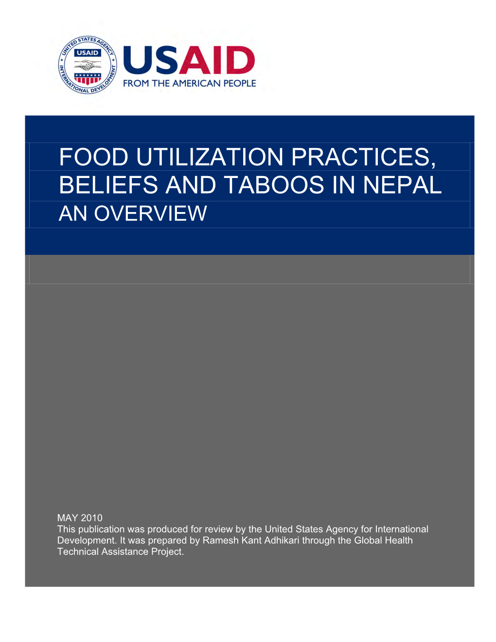 Food Utilization Practices, Beliefs and Taboos in Nepal an Overview