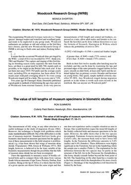 Woodcock Research Group &Lpar;IWRB&Rpar;