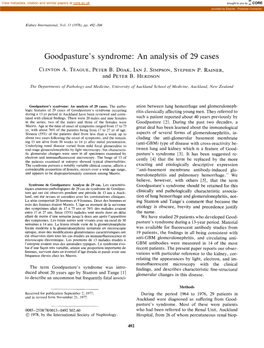 Goodpasture's Syndrome: an Analysis of 29 Cases