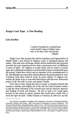 Krapp's Last Tape: a New Reading
