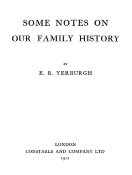 Some Notes on Our Family History