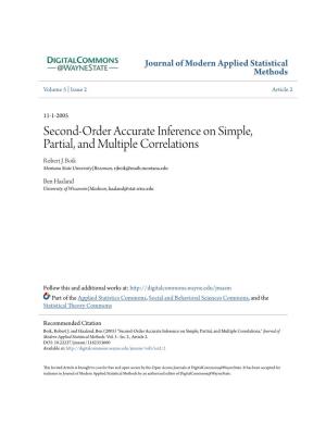 Second-Order Accurate Inference on Simple, Partial, and Multiple Correlations Robert J