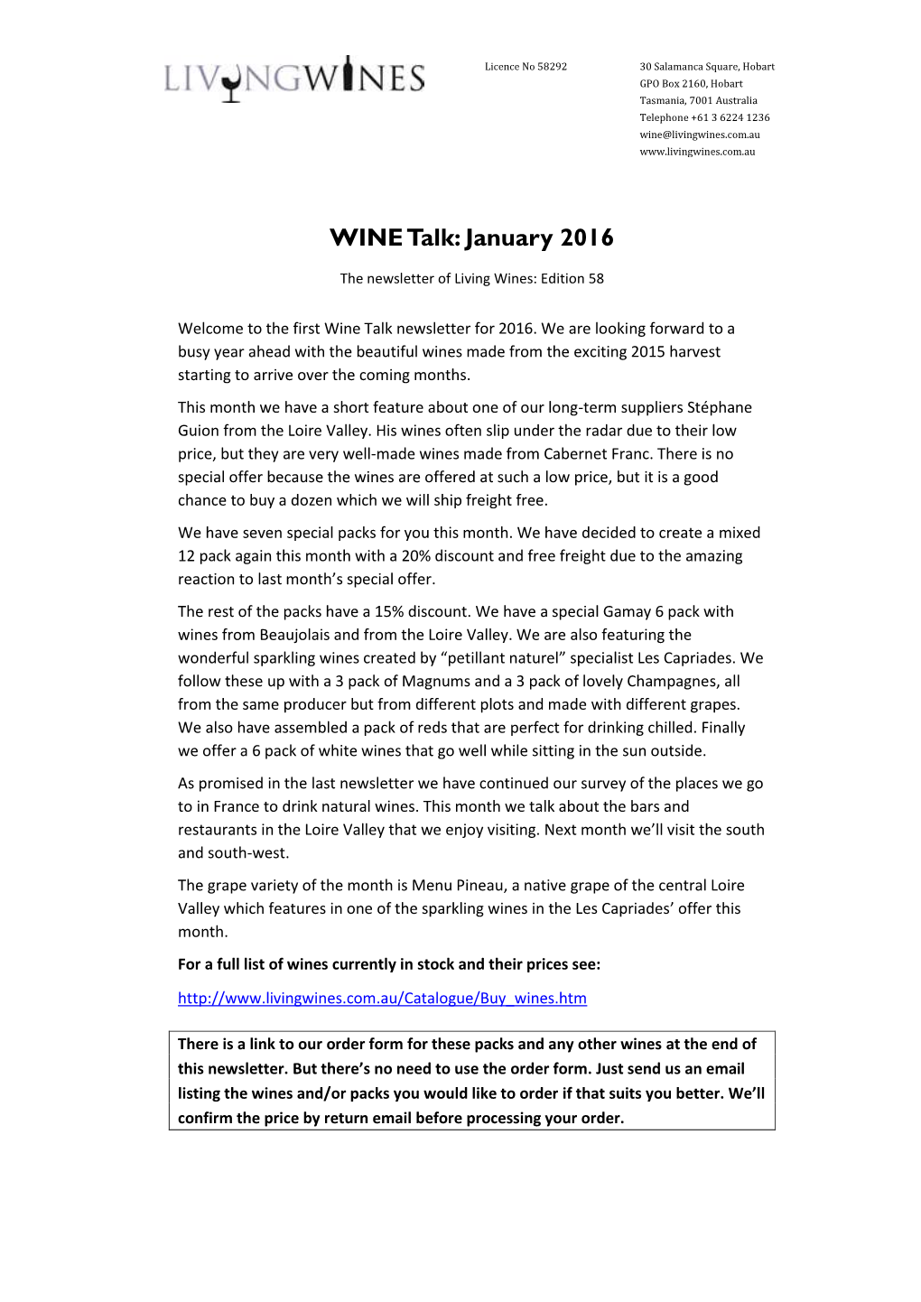 Wine Talk 58 January 2016