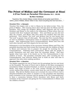 The Priest of Midian and the Covenant at Sinai