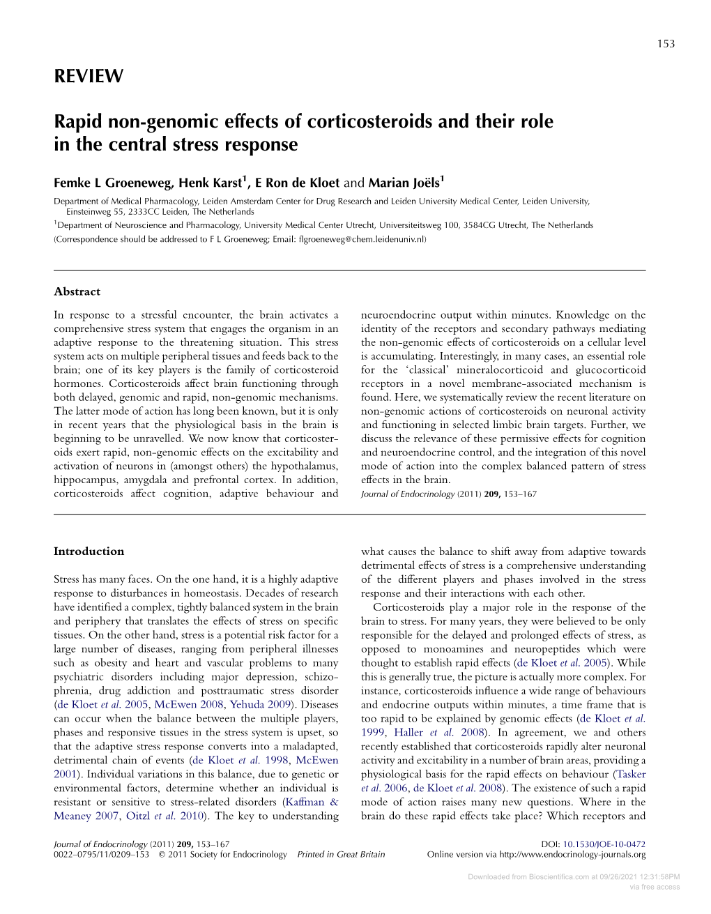 REVIEW Rapid Non-Genomic Effects of Corticosteroids and Their Role in The