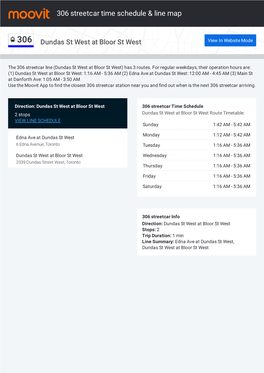 306 Streetcar Time Schedule & Line Route