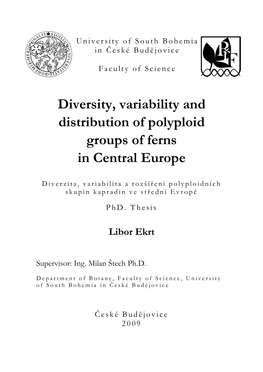 Diversity, Variability and Distribution of Polyploid Groups of Ferns in Central Europe