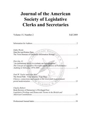 Journal of the American Society of Legislative Clerks and Secretaries