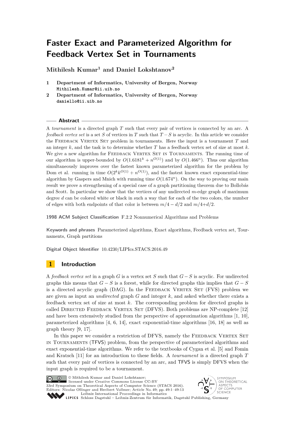 Faster Exact and Parameterized Algorithm for Feedback Vertex Set in Tournaments