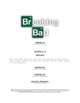 Breaking Bad | Dialogue Transcript | S5:E2