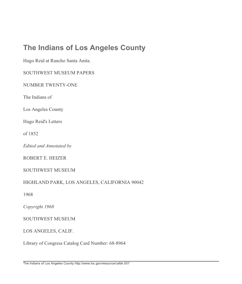 The Indians of Los Angeles County