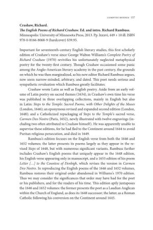 Crashaw, Richard. the English Poems of Richard Crashaw. Ed