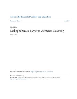 Lesbophobia As a Barrier to Women in Coaching Tracy Keats