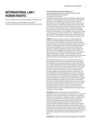 International Law / Human Rights 1