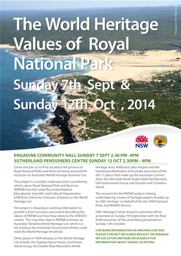 The World Heritage Values of Royal National Park