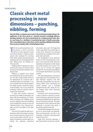 Classic Sheet Metal Processing in New Dimensions – Punching, Nibbling, Forming