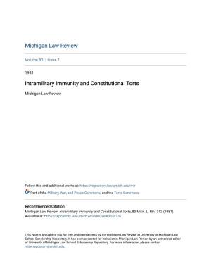 Intramilitary Immunity and Constitutional Torts