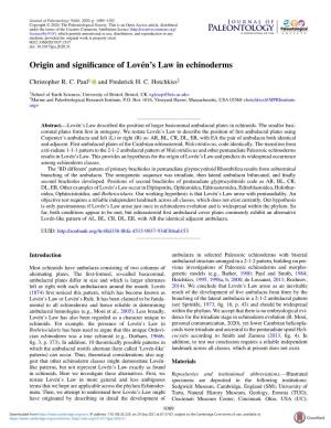 Origin and Significance of Lovén's Law in Echinoderms