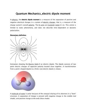 Quantum Mechanics Electric Dipole Moment