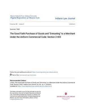 To a Merchant Under the Uniform Commercial Code: Section 2-403