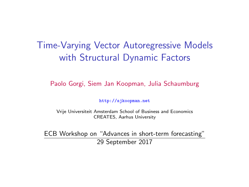 Presentation of Paper on Time-Varying Vector Autoregressive