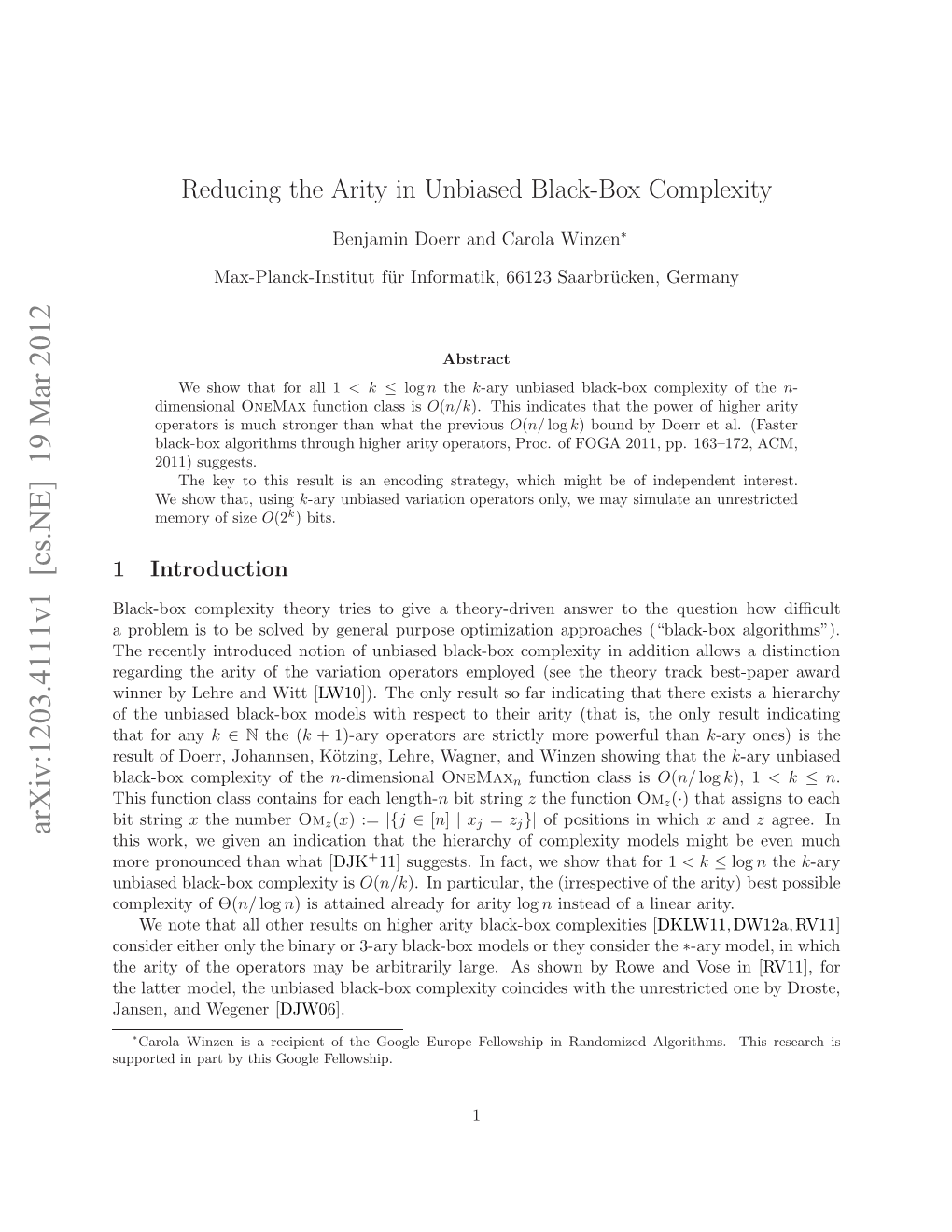 Reducing the Arity in Unbiased Black-Box Complexity