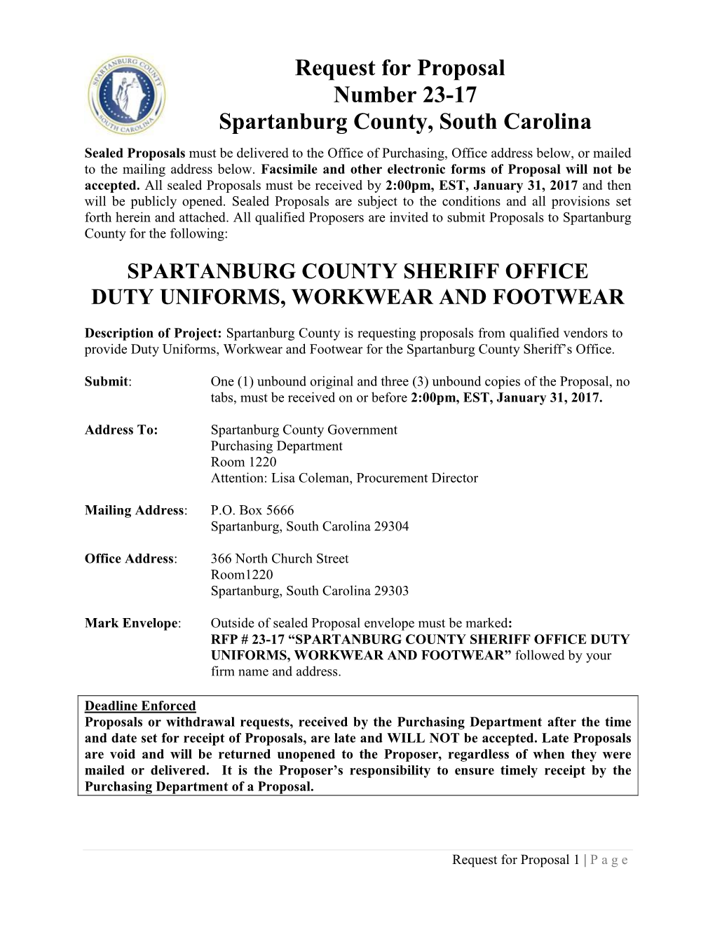 Spartanburg County Sheriff Office Duty Uniforms, Workwear and Footwear