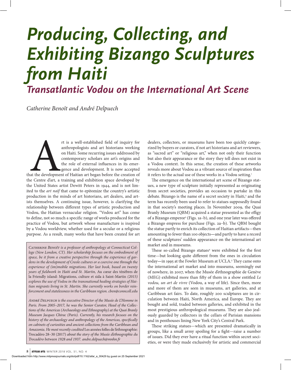 Producing, Collecting, and Exhibiting Bizango Sculptures from Haiti Transatlantic Vodou on the International Art Scene