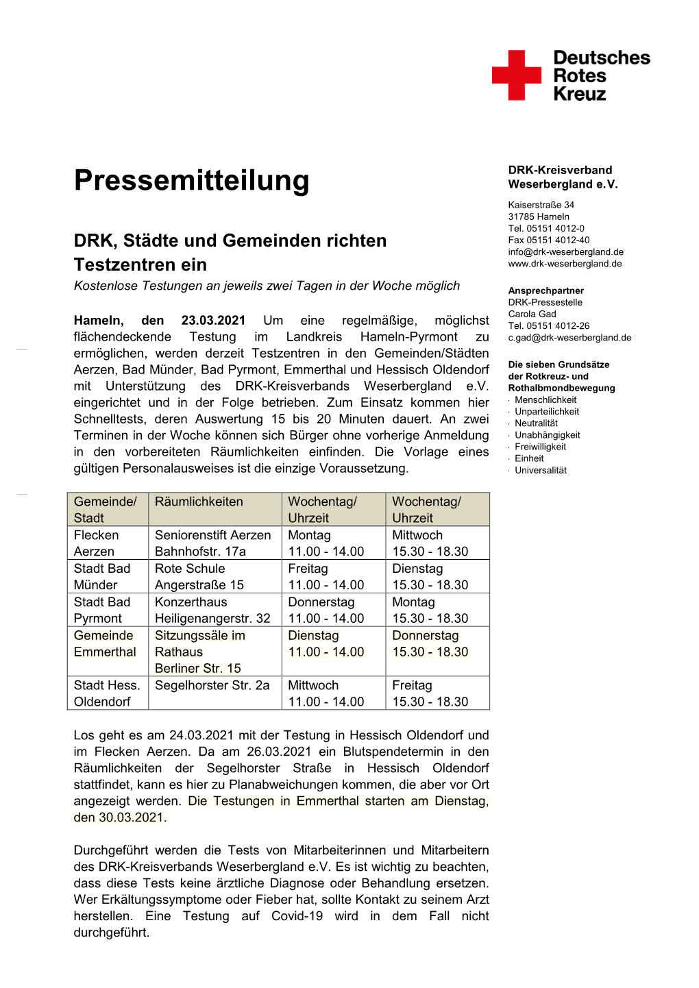 Pressemitteilung Weserbergland E