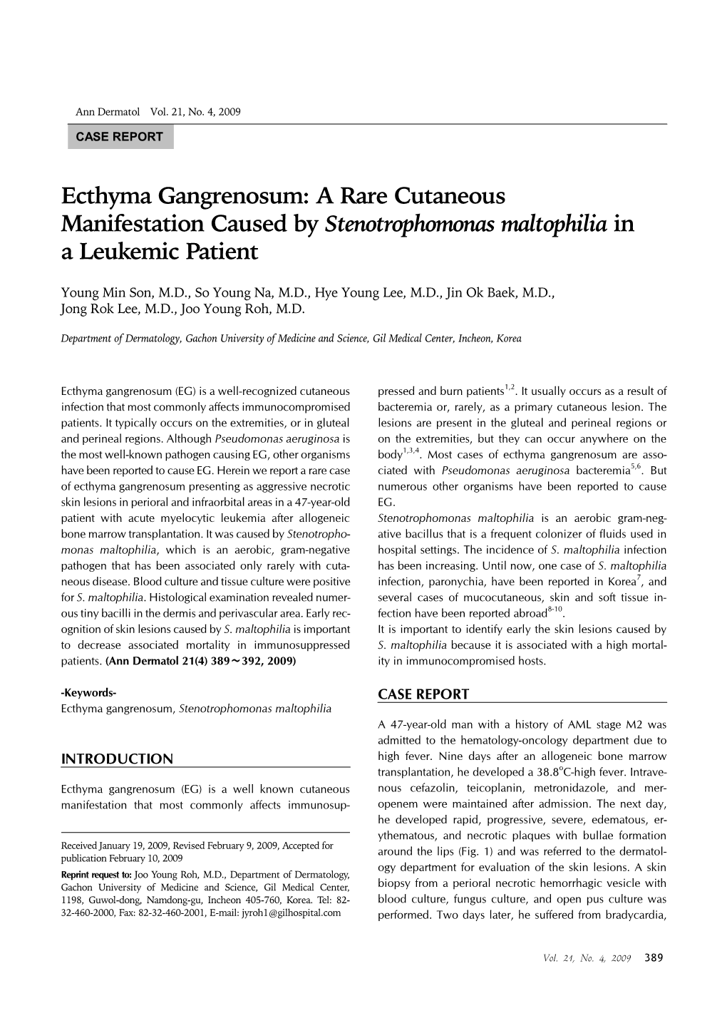 Ecthyma Gangrenosum: a Rare Cutaneous Manifestation Caused by Stenotrophomonas Maltophilia in a Leukemic Patient