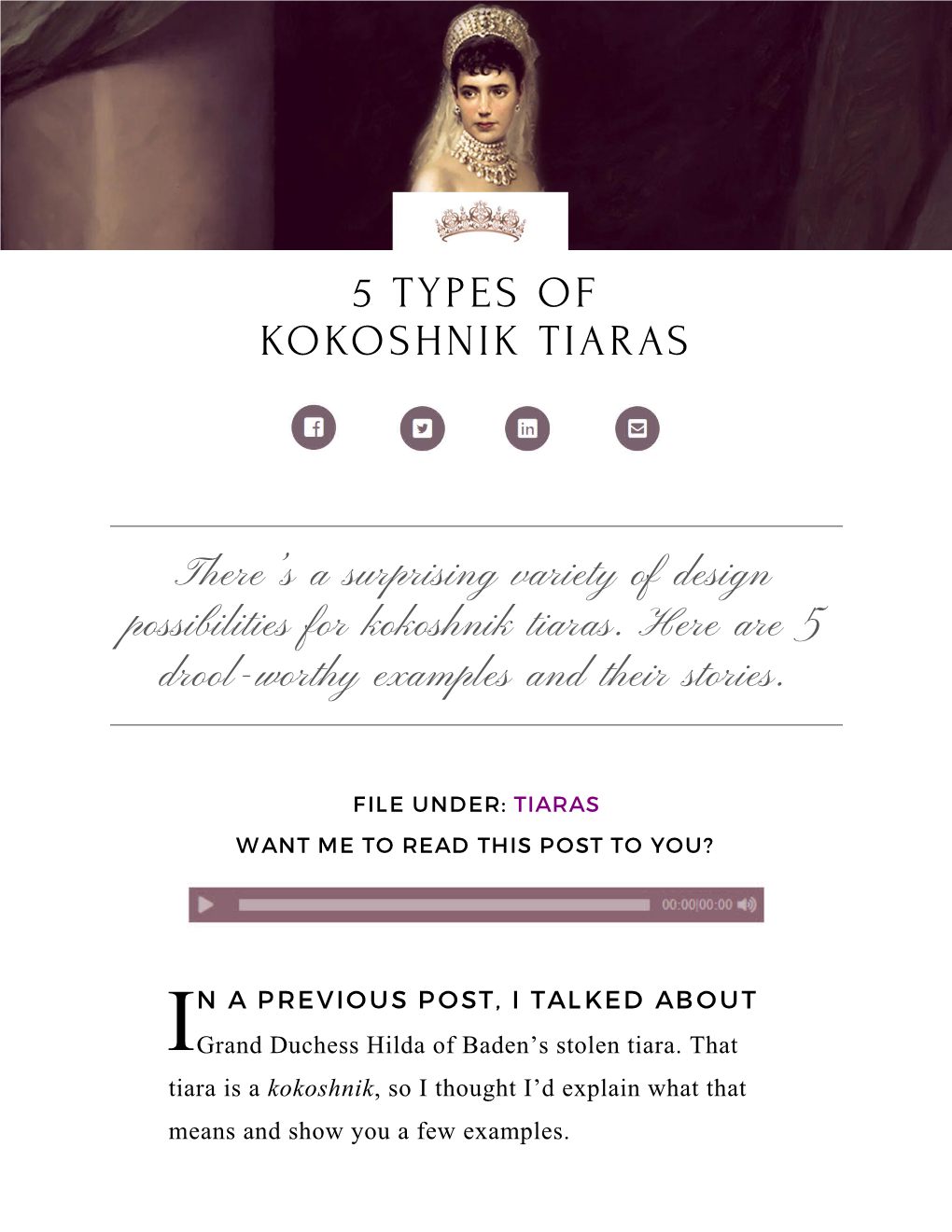 5 Types of Kokoshnik Tiaras