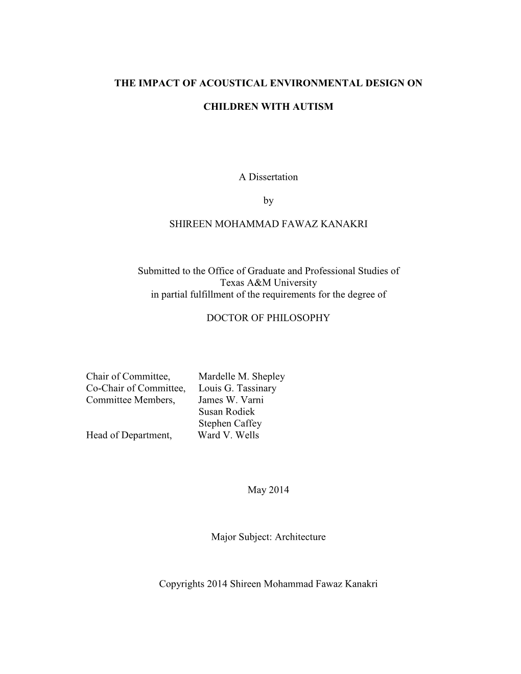 The Impact of Acoustical Environmental Design on Children with Autism