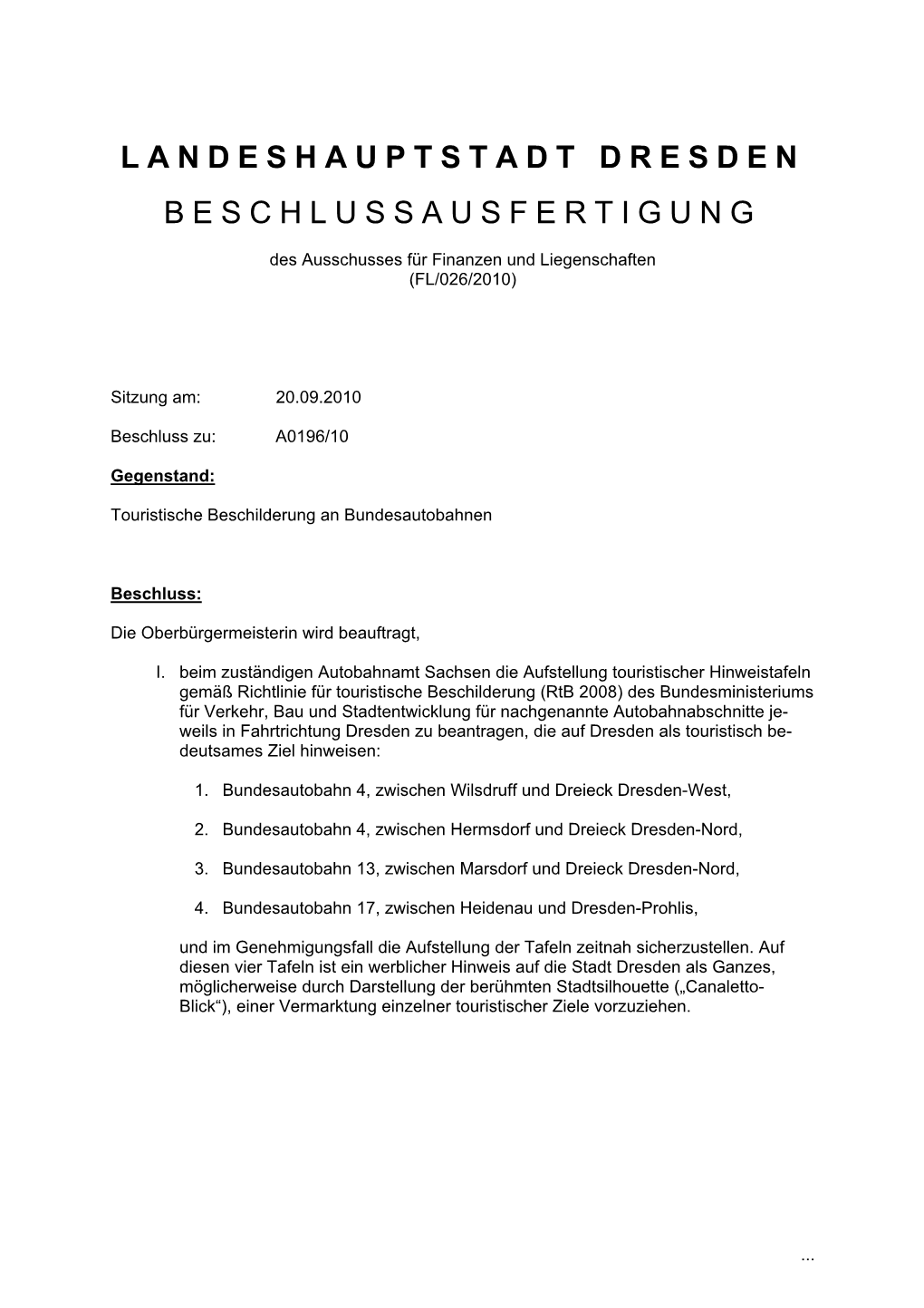 Beschlussausfertigung A0196/10