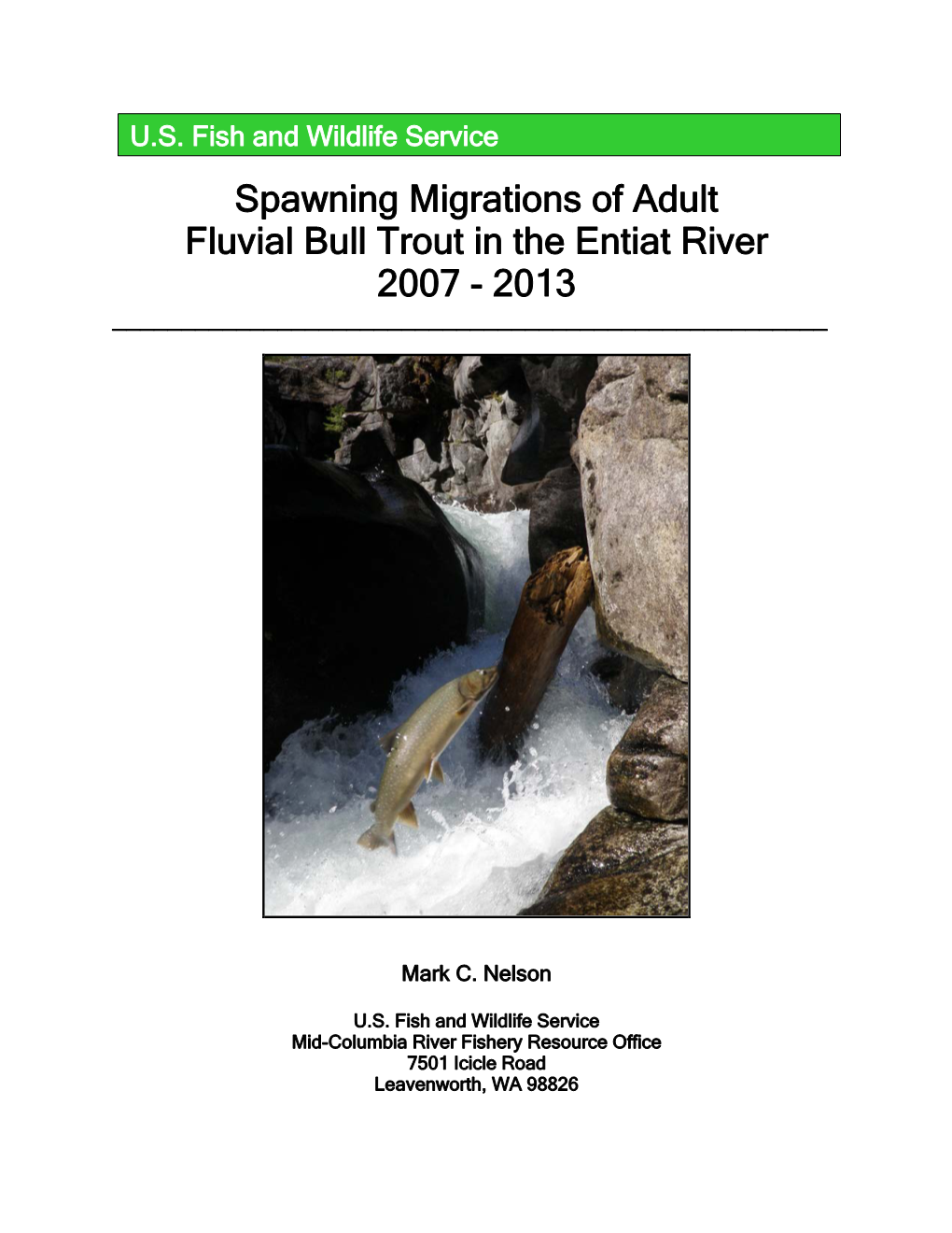 Spawning Migrations of Adult Fluvial Bull Trout in the Entiat River 2007 - 2013 ______