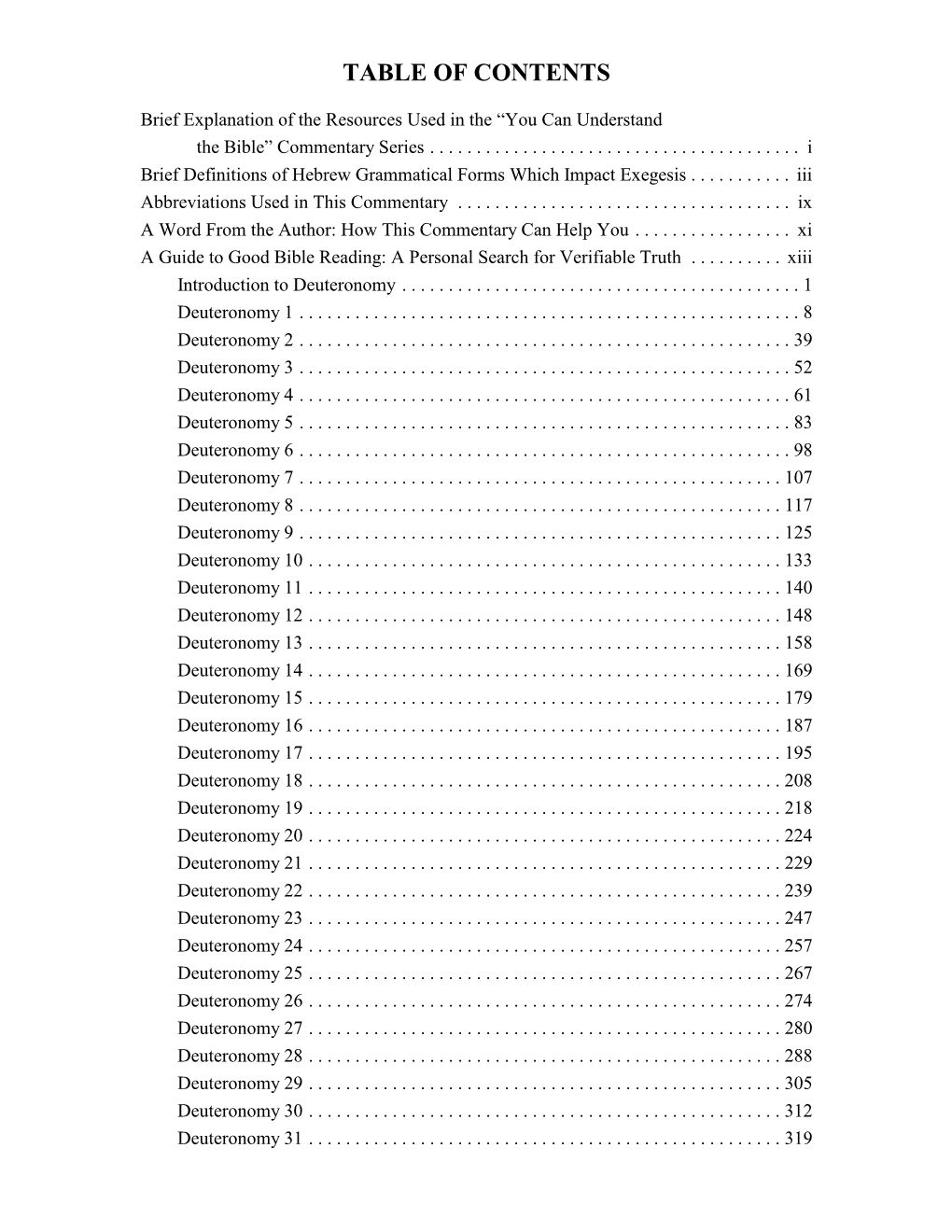 Table of Contents