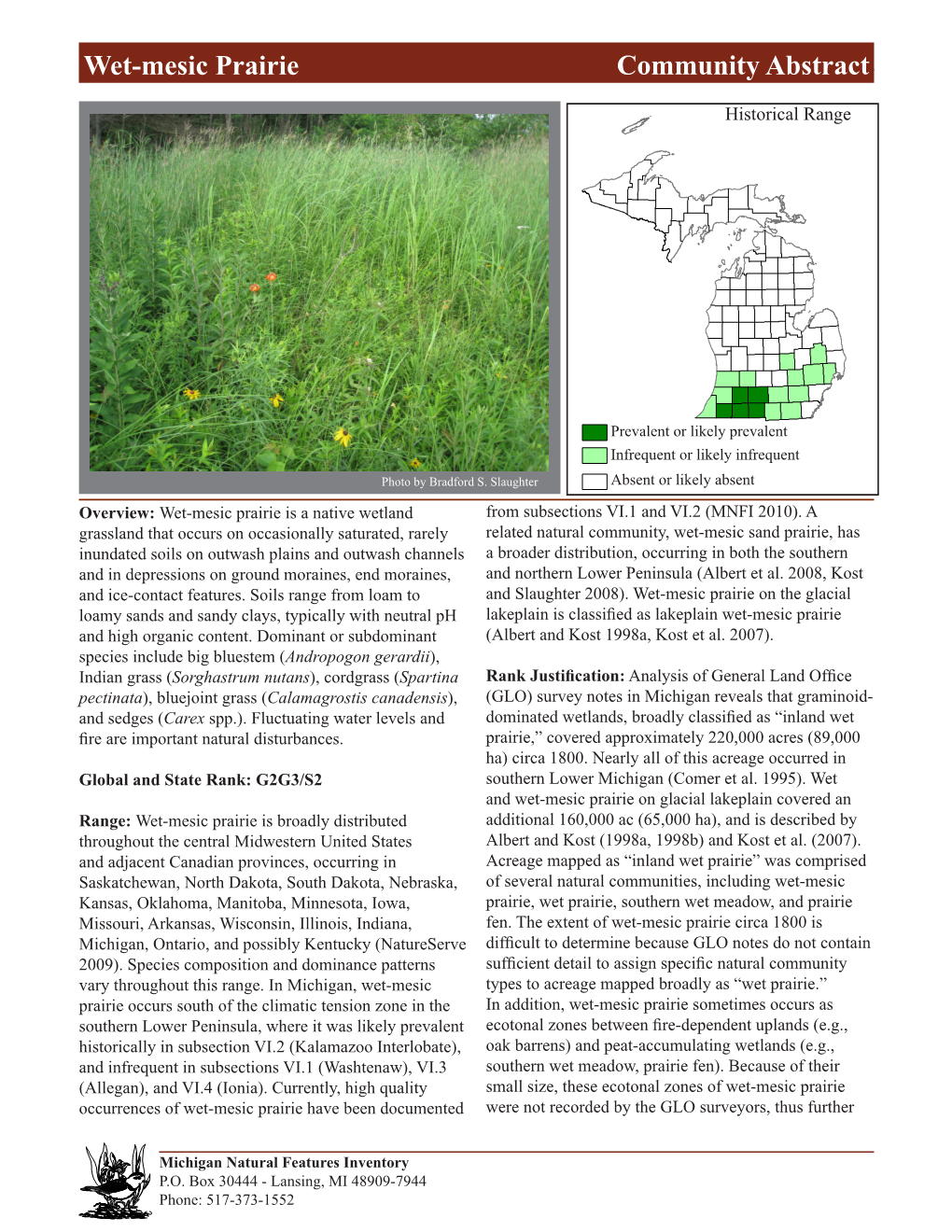 Wet-Mesic Prairie Communitywet-Mesic Abstract Prairie, Page 1