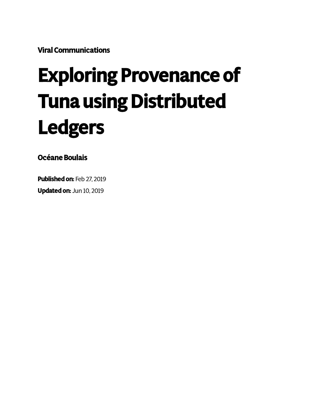 Exploring Provenance of Tuna Using Distributed Ledgers