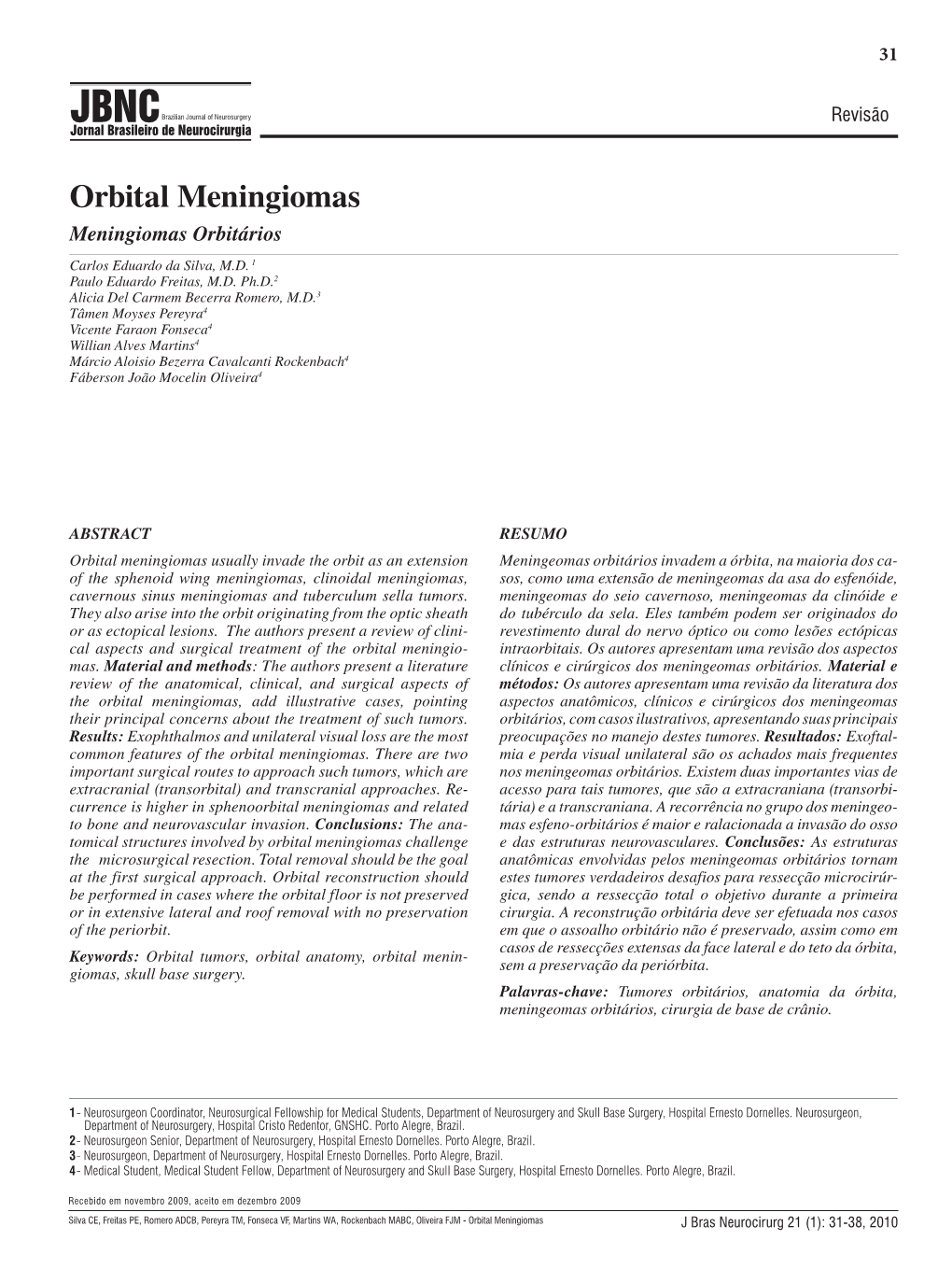 Orbital Meningiomas Meningiomas Orbitários Carlos Eduardo Da Silva, M.D