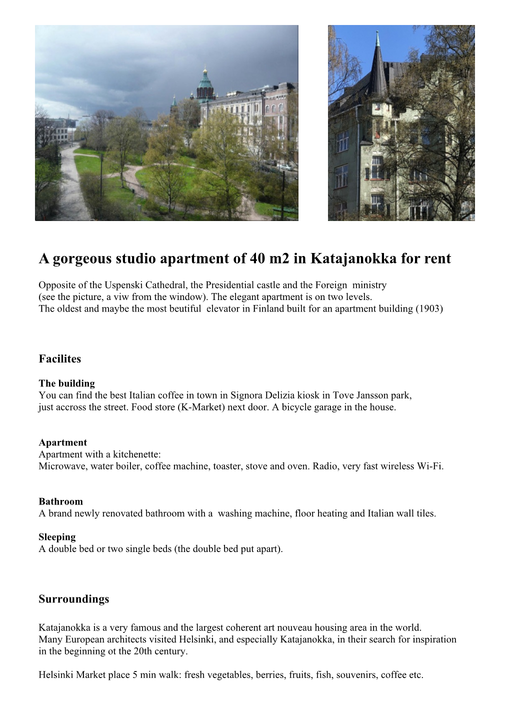 Katajanokka for Rent