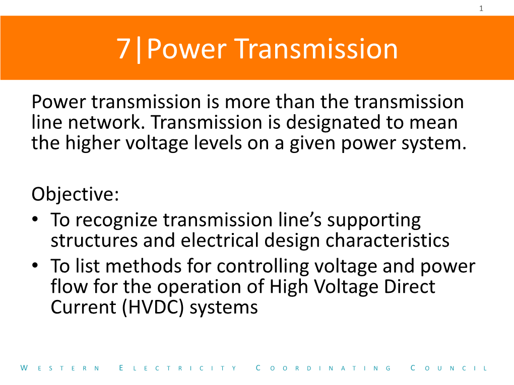 Introduction to System Operations Power Transmission