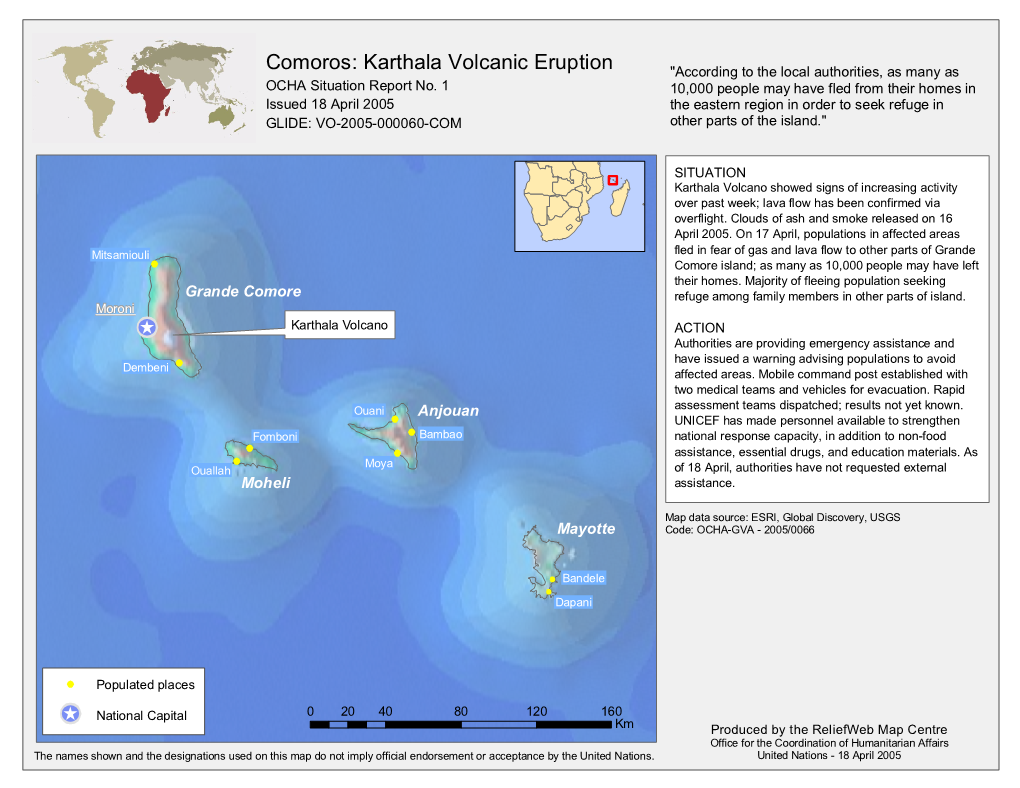 Karthala Volcanic Eruption "According to the Local Authorities, As Many As OCHA Situation Report No