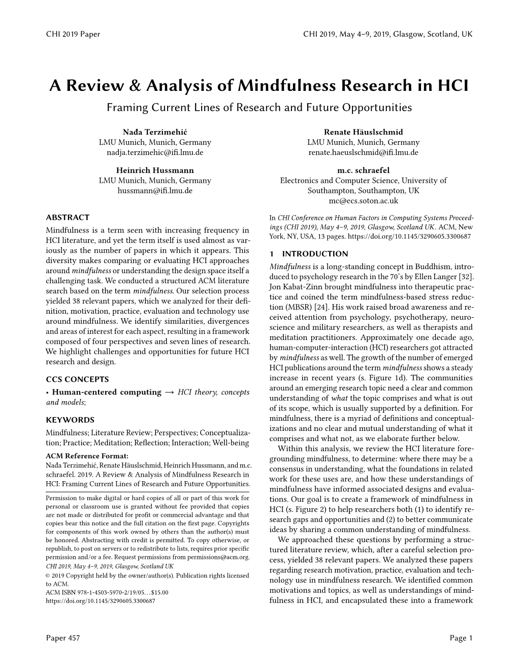 Paper 457 ~ a Review & Analysis of Mindfulness Research In