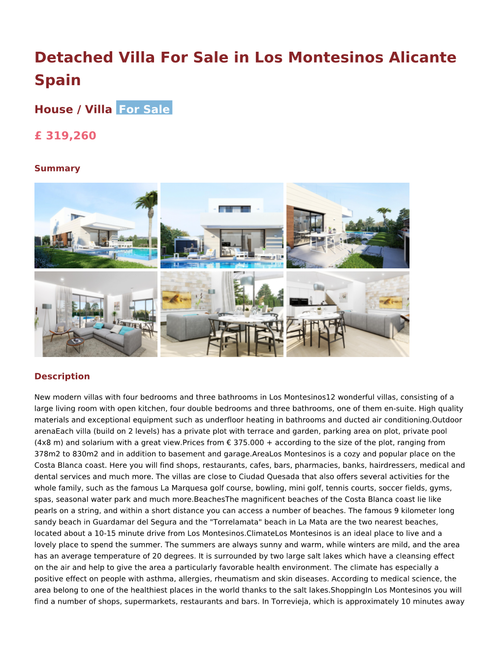 Detached Villa for Sale in Los Montesinos Alicante Spain