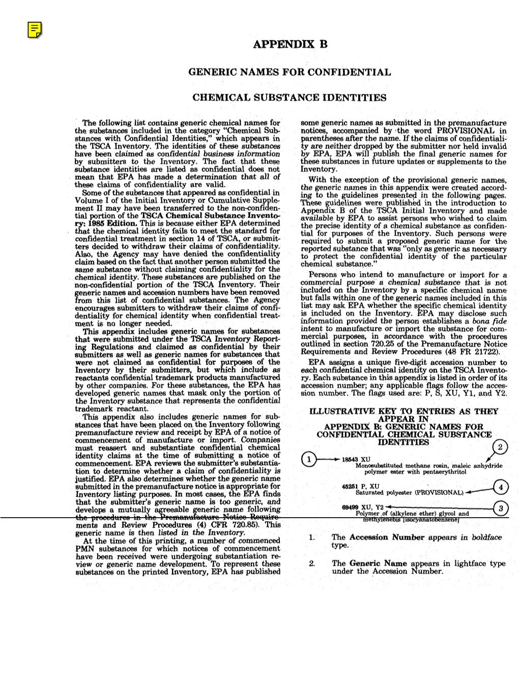 Generic Names for Confidential Chemical Substance Identities