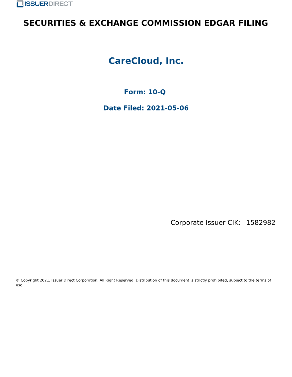 Carecloud, Inc
