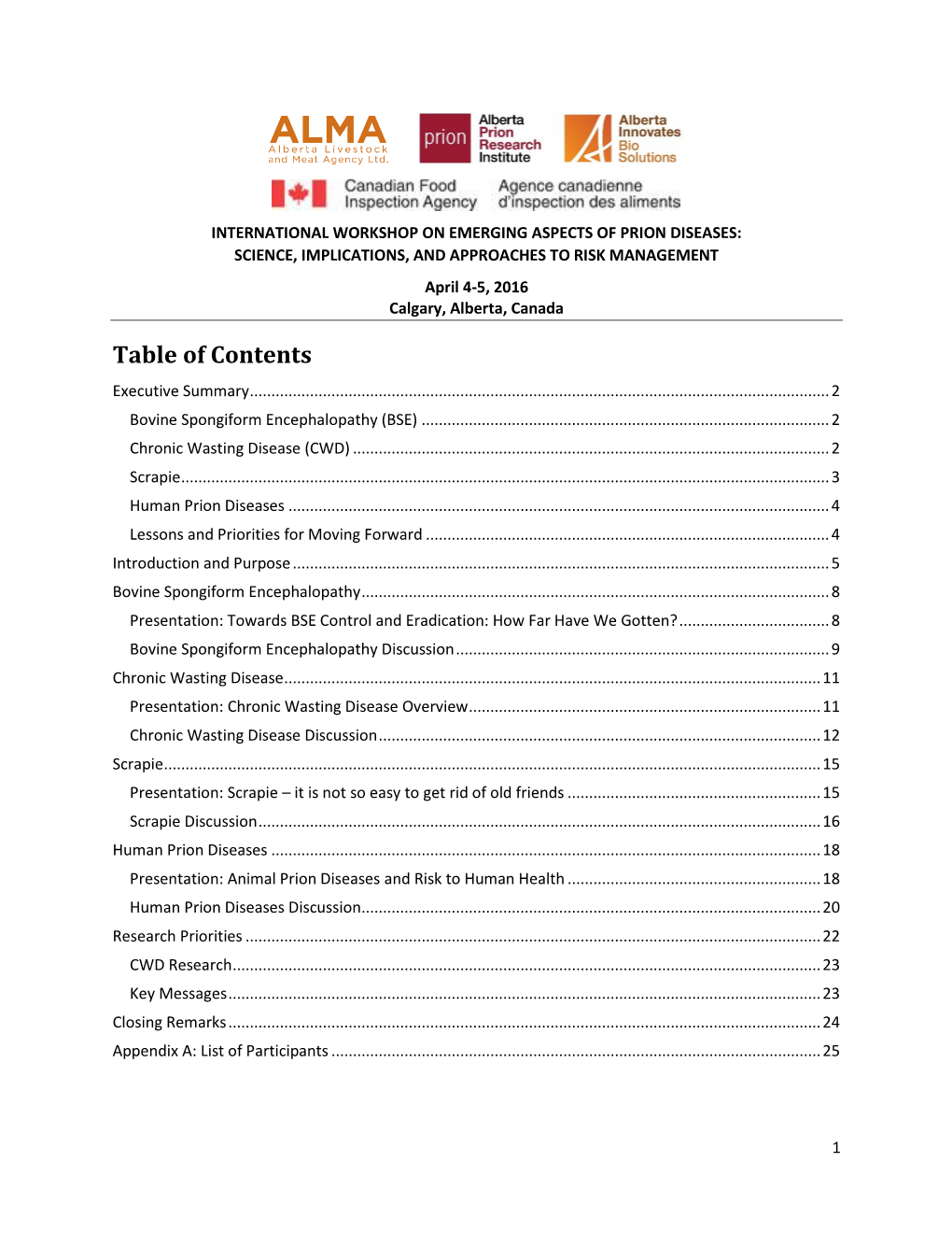 Table of Contents Executive Summary